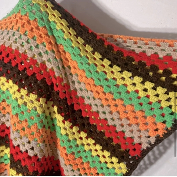Vintage Handmade Striped Crochet Afghan  Throw Blanket - Picture 5 of 12
